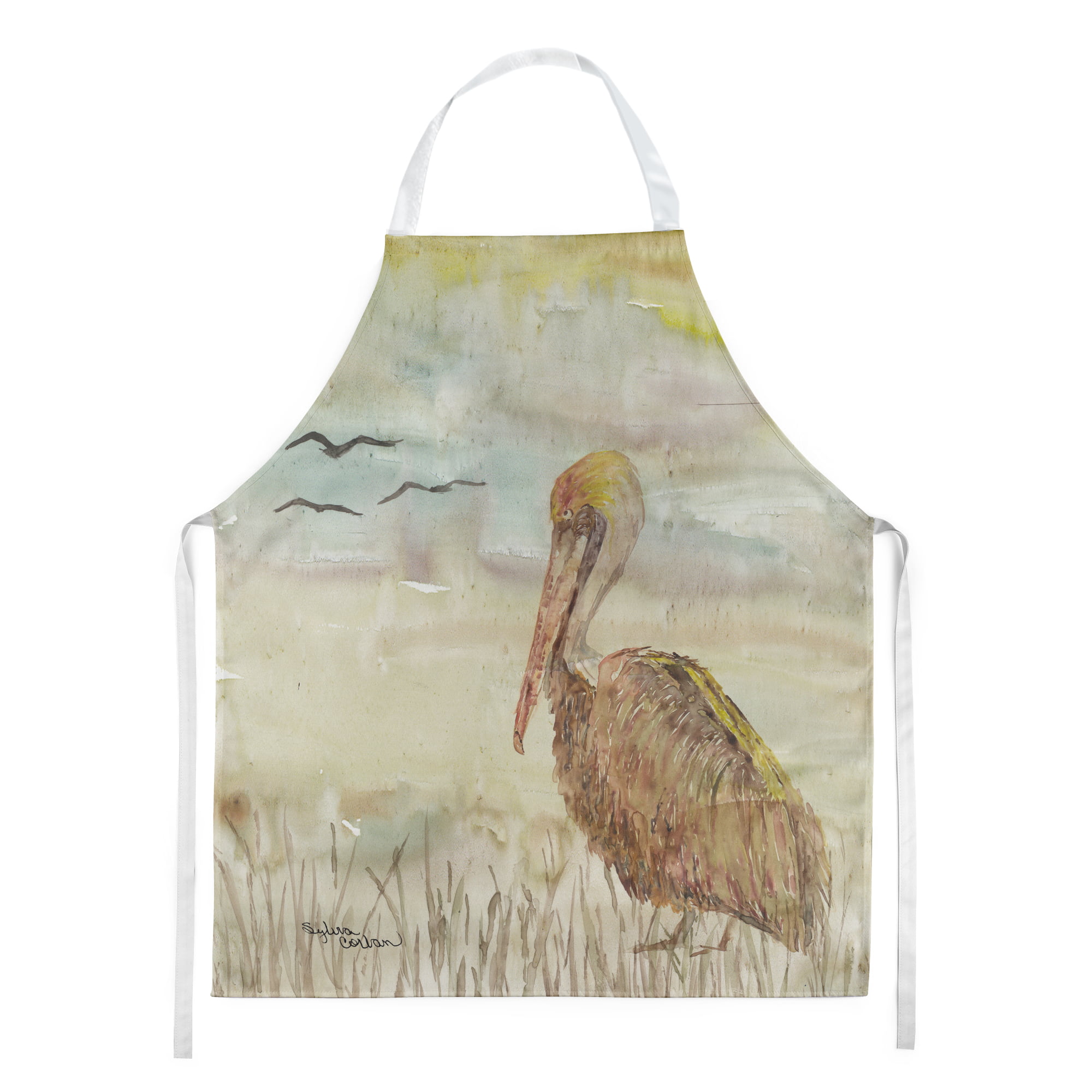 Picture of Carolines Treasures SC2025APRON Brown Pelican Yellow Sky Apron