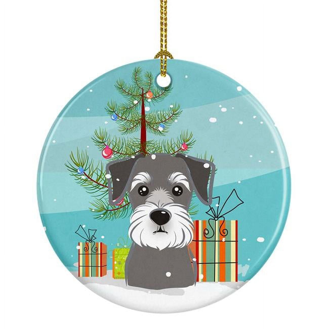 Christmas Tree & Schnauzer Ceramic Ornament