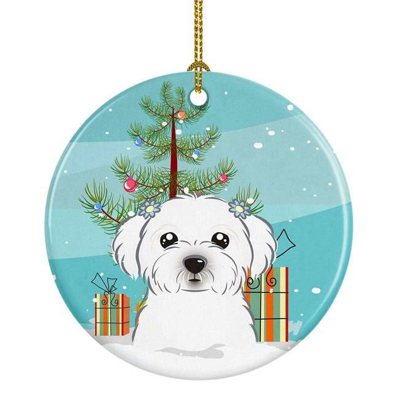 BB1580CO1 Christmas Tree & Maltese Ceramic Ornament