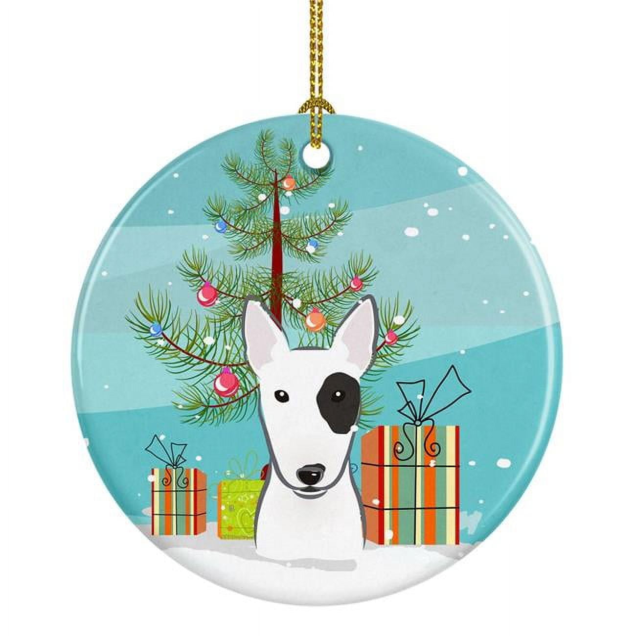 BB1581CO1 Christmas Tree & Bull Terrier Ceramic Ornament
