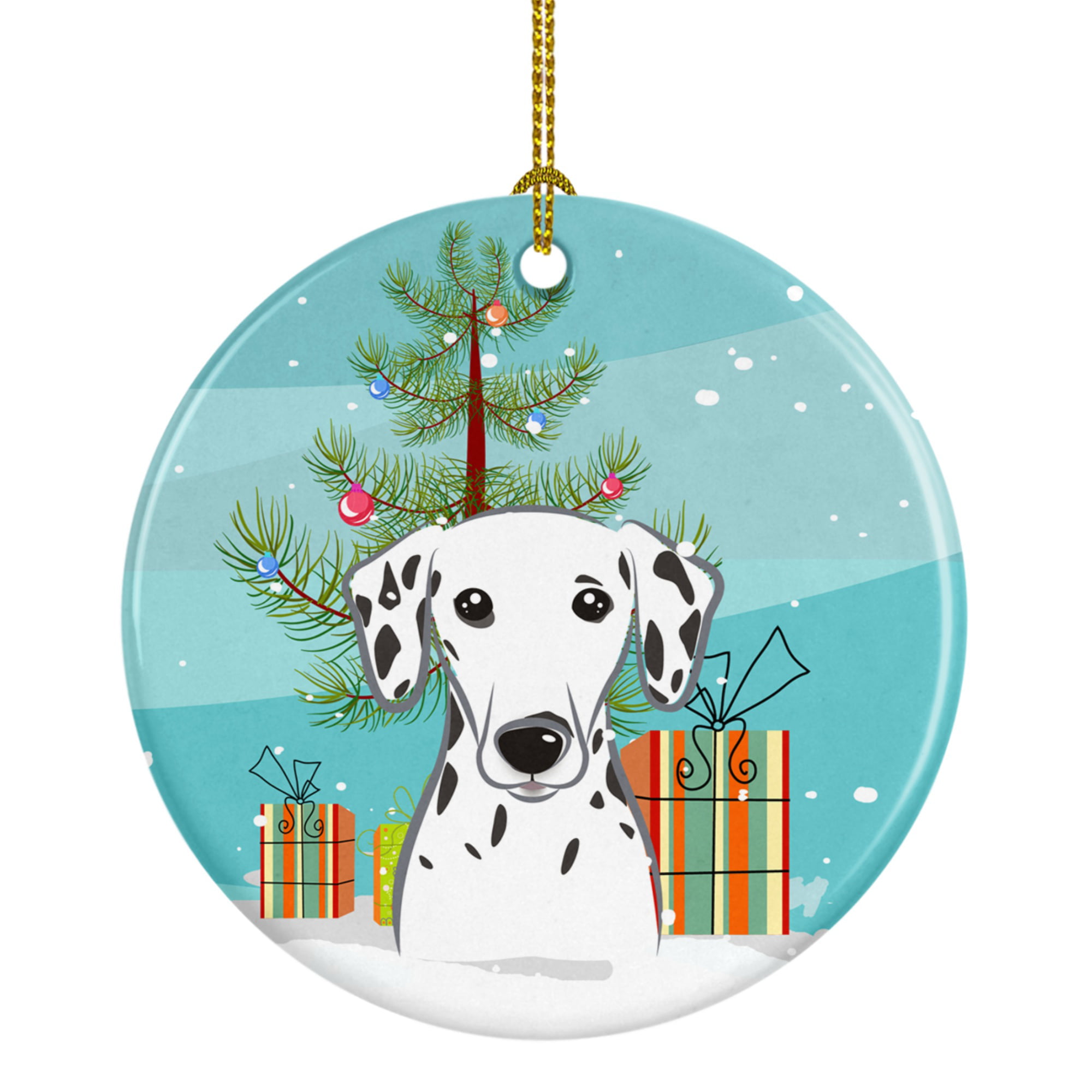 BB1582CO1 Christmas Tree & Dalmatian Ceramic Ornament