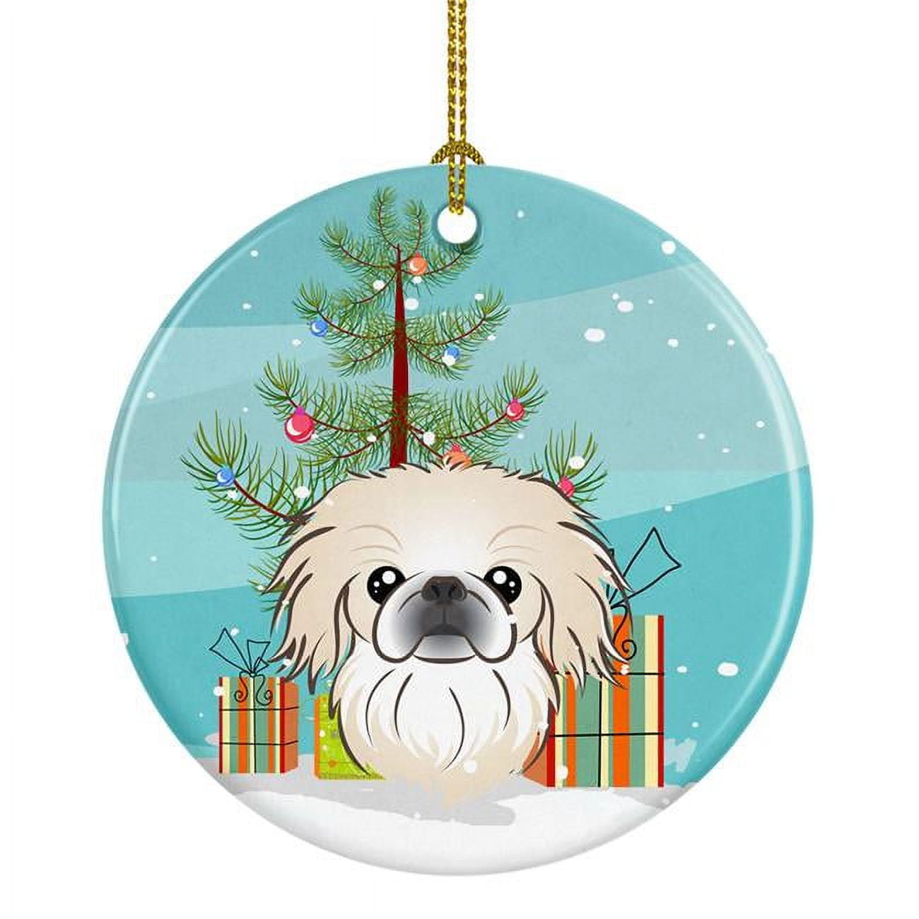 BB1593CO1 Christmas Tree & Pekingese Ceramic Ornament