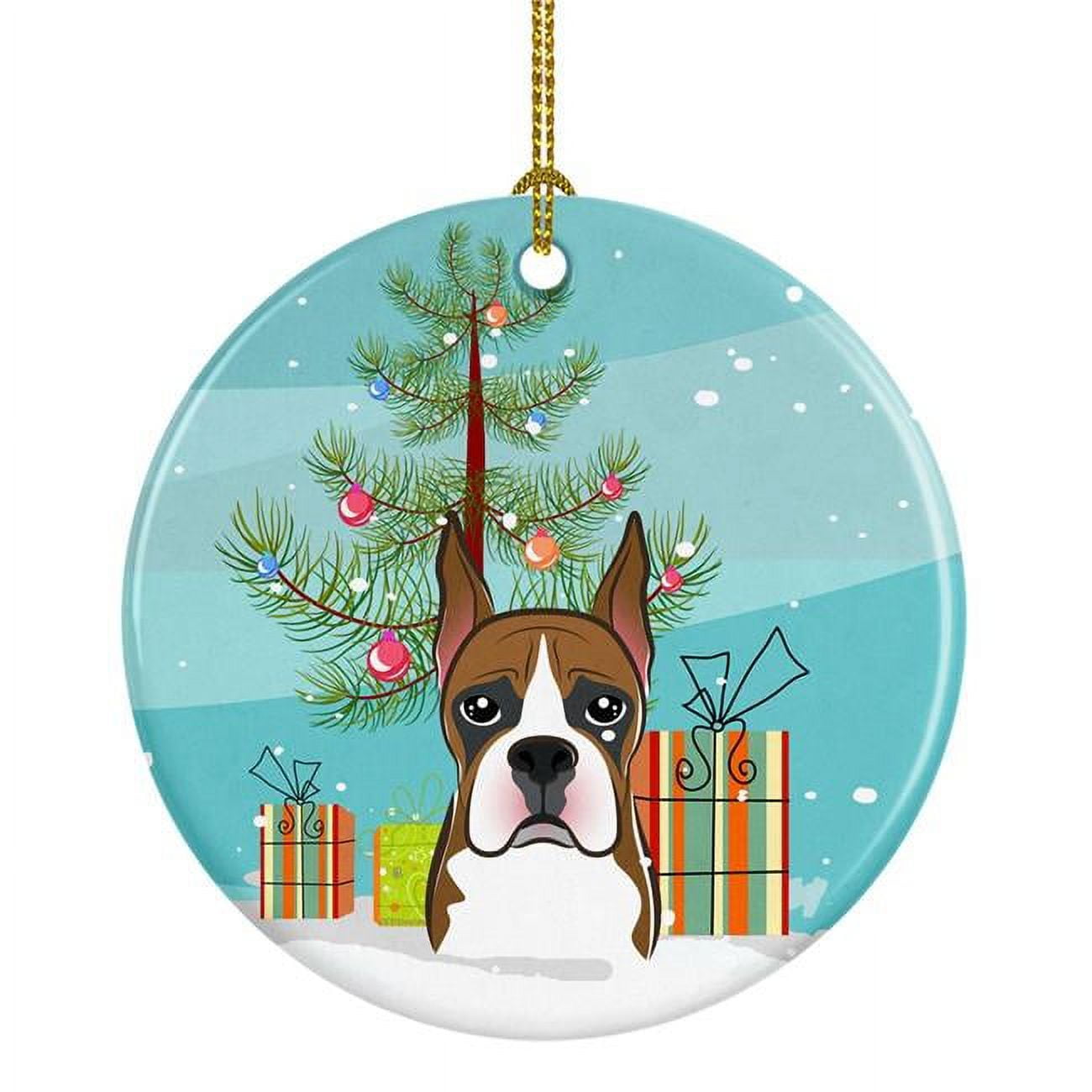 BB1595CO1 Christmas Tree & Boxer Ceramic Ornament