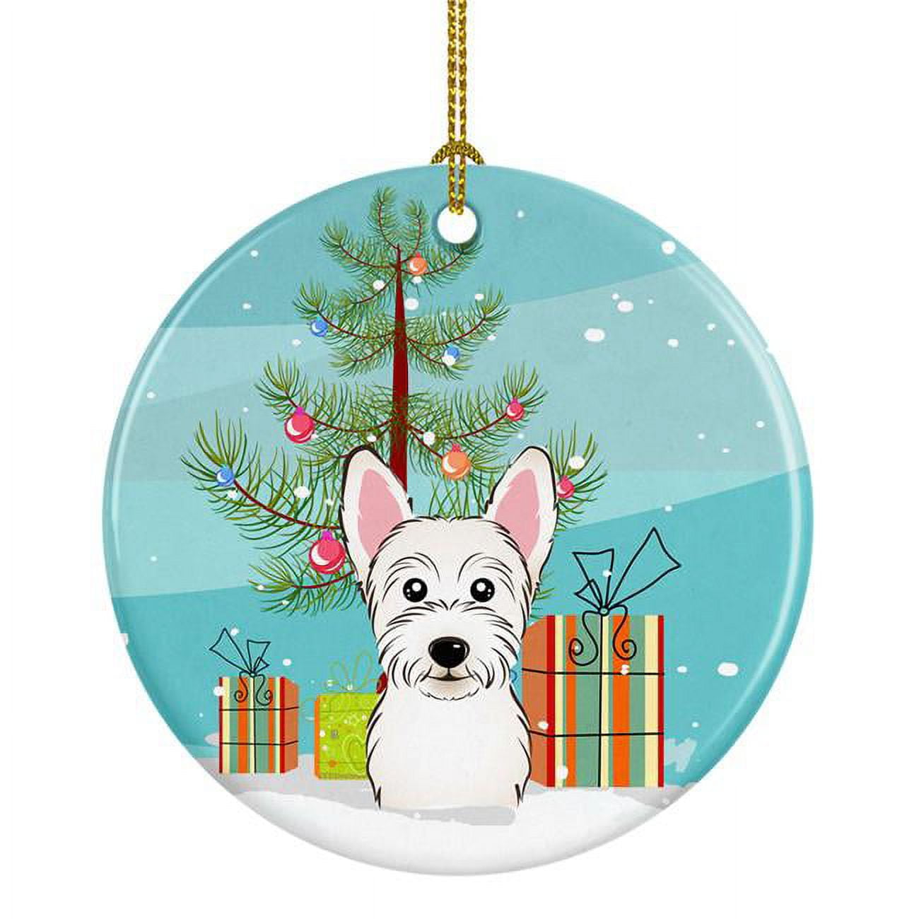 BB1598CO1 Christmas Tree & Westie Ceramic Ornament