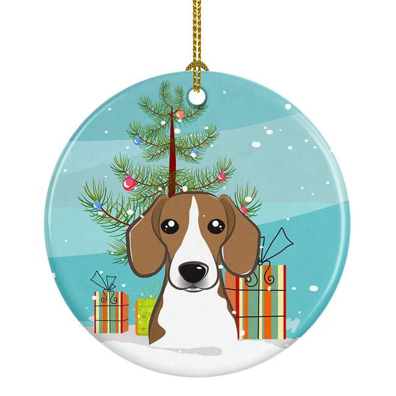BB1611CO1 Christmas Tree & Beagle Ceramic Ornament