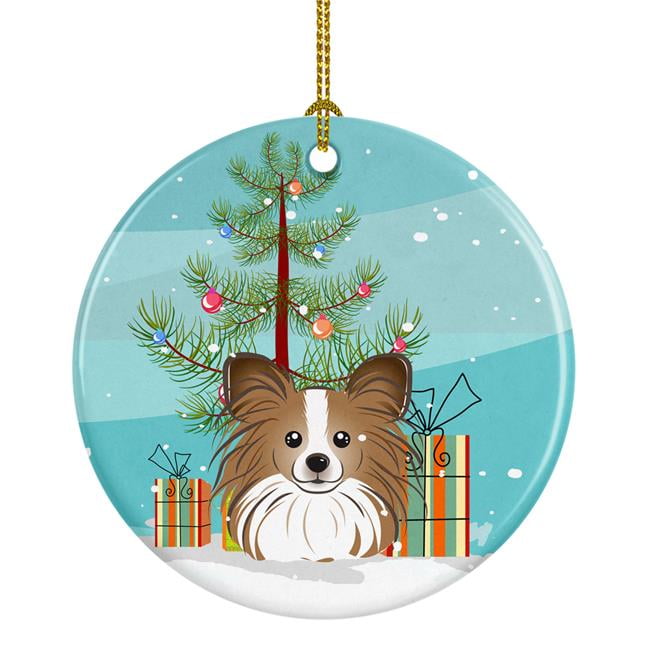 BB1620CO1 Christmas Tree & Papillon Ceramic Ornament