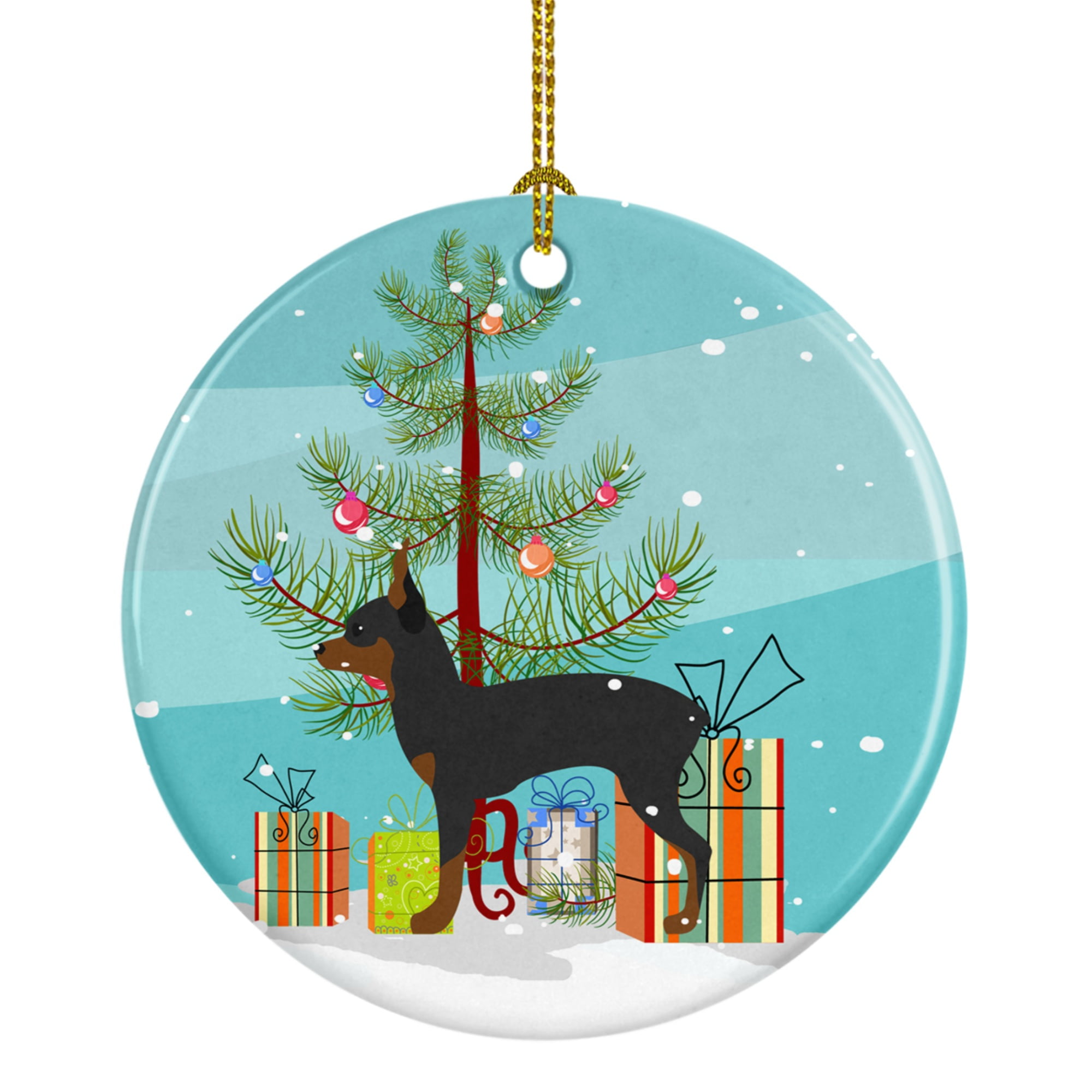 Toy Fox Terrier Merry Christmas Tree Ceramic Ornament