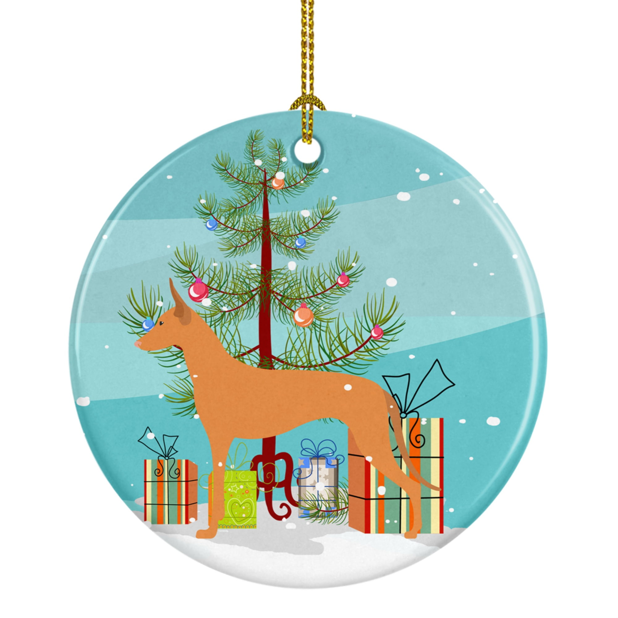 Pharaoh Hound Merry Christmas Tree Ceramic Ornament