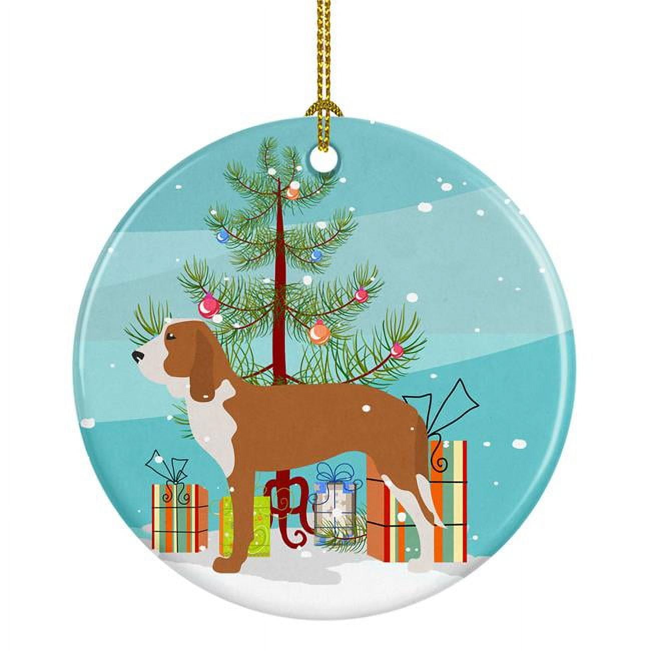 BB2909CO1 Spanish Hound Merry Christmas Tree Ceramic Ornament