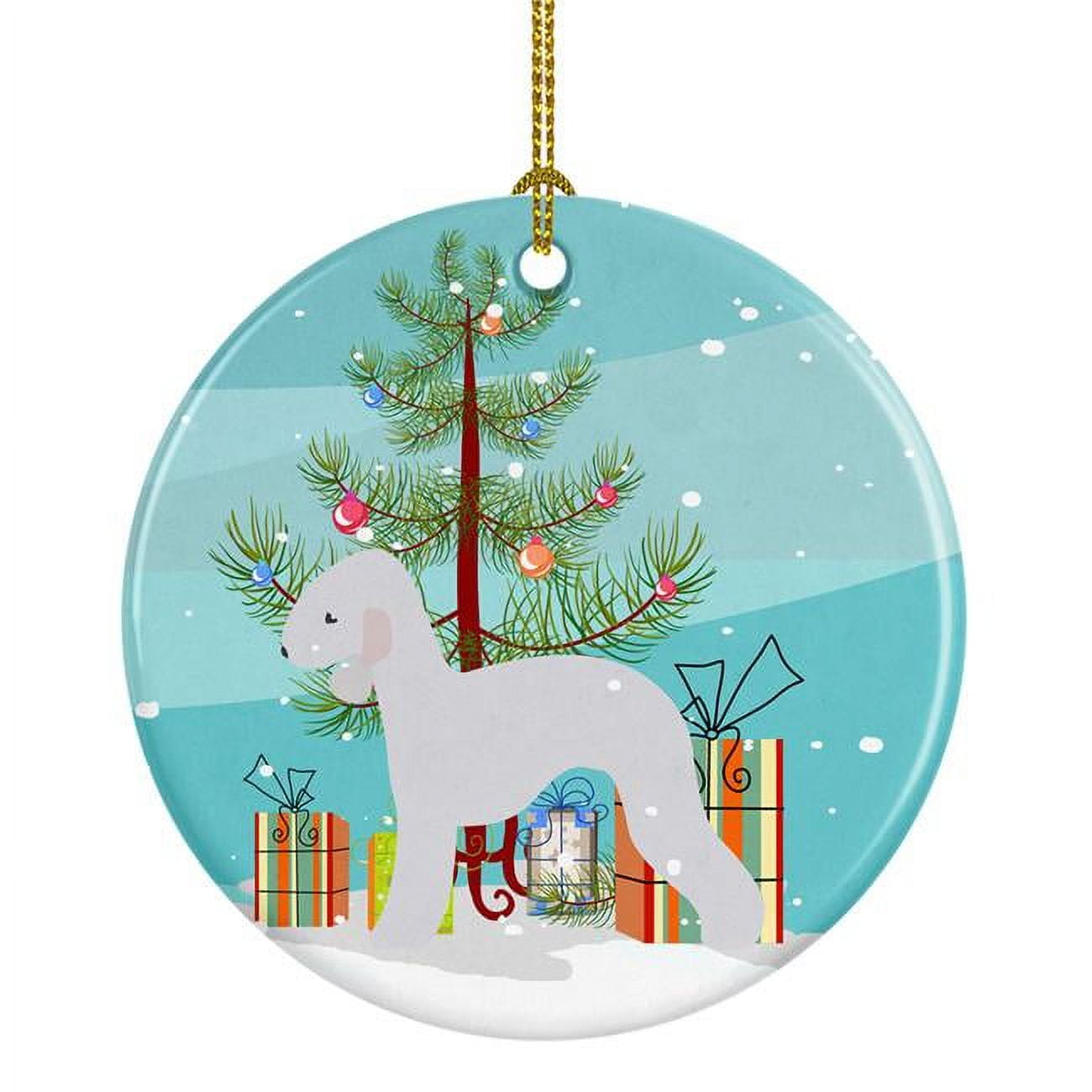 Bedlington Terrier Merry Christmas Tree Ceramic Ornament