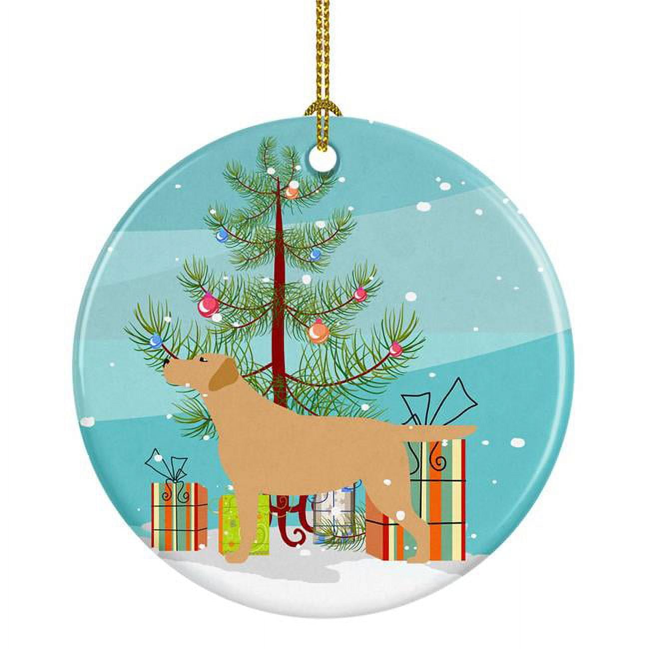 Yellow Labrador Retriever Merry Christmas Tree Ceramic Ornament