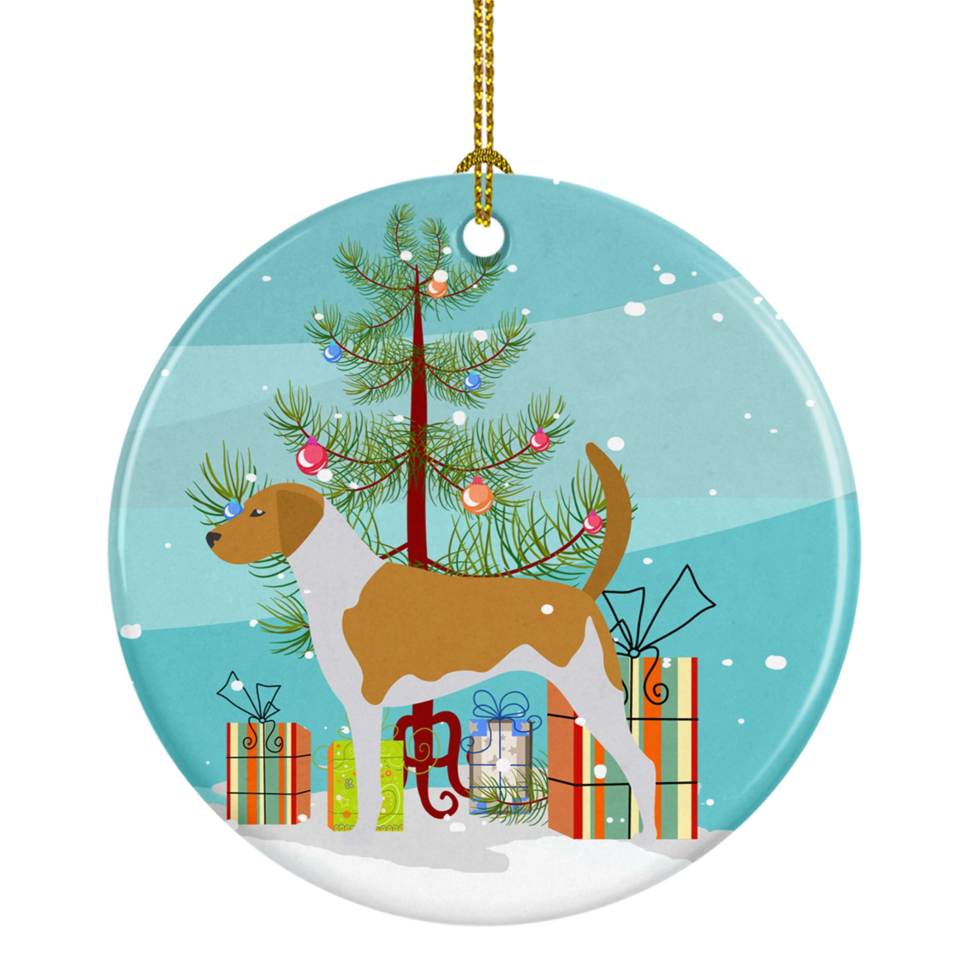 American Foxhound Merry Christmas Tree Ceramic Ornament