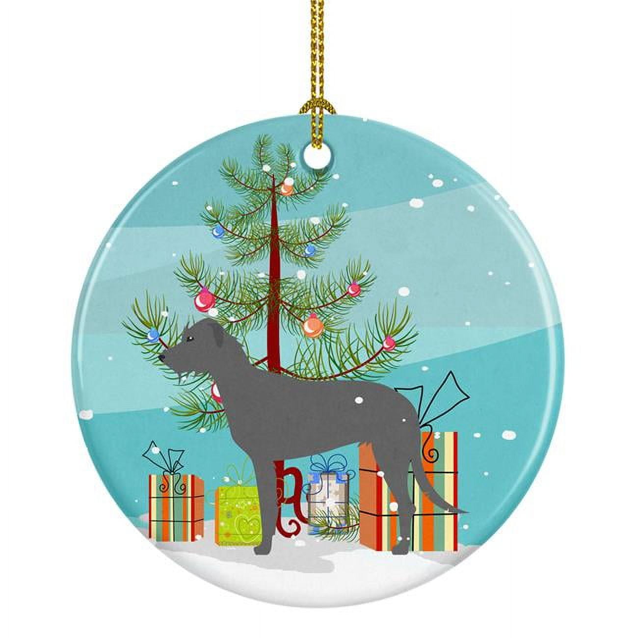 Irish Wolfhound Merry Christmas Tree Ceramic Ornament