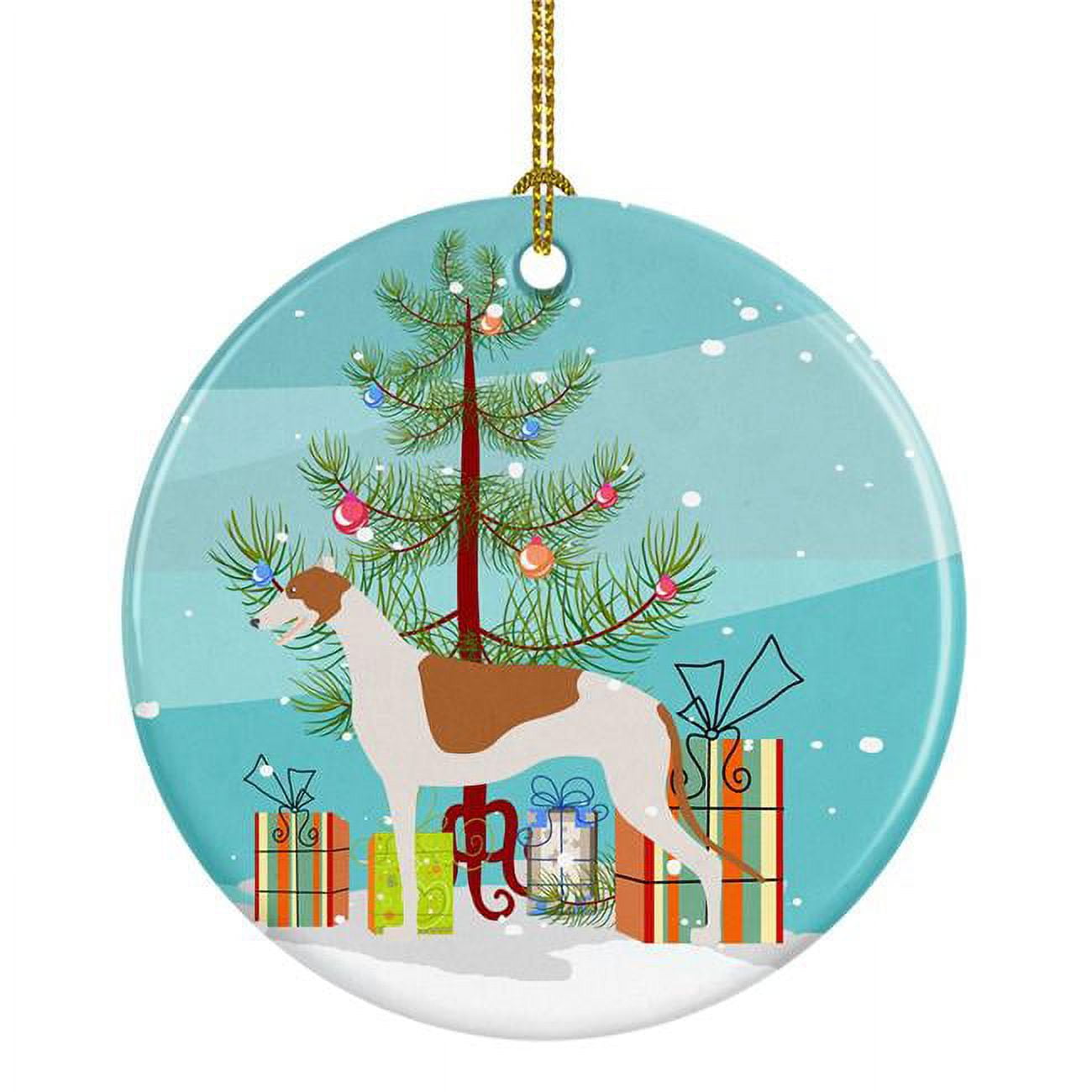 BB2923CO1 Greyhound Merry Christmas Tree Ceramic Ornament