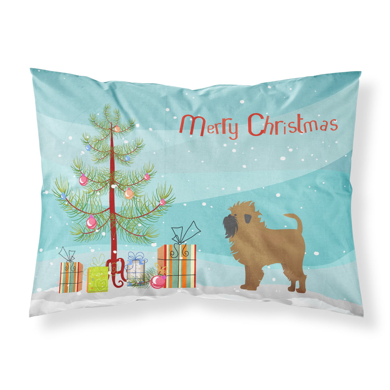Tan Affenpinscher Christmas Tree Fabric Standard Pillowcase