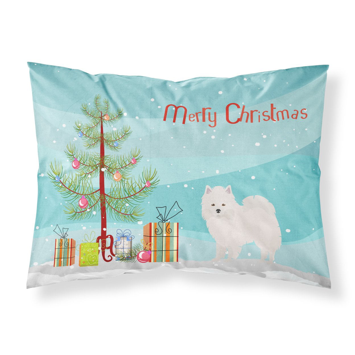 American Eskimo Christmas Tree Fabric Standard Pillowcase