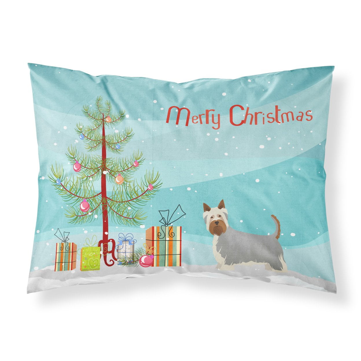 Australian Silky Terrier Christmas Tree Fabric Standard Pillowcase