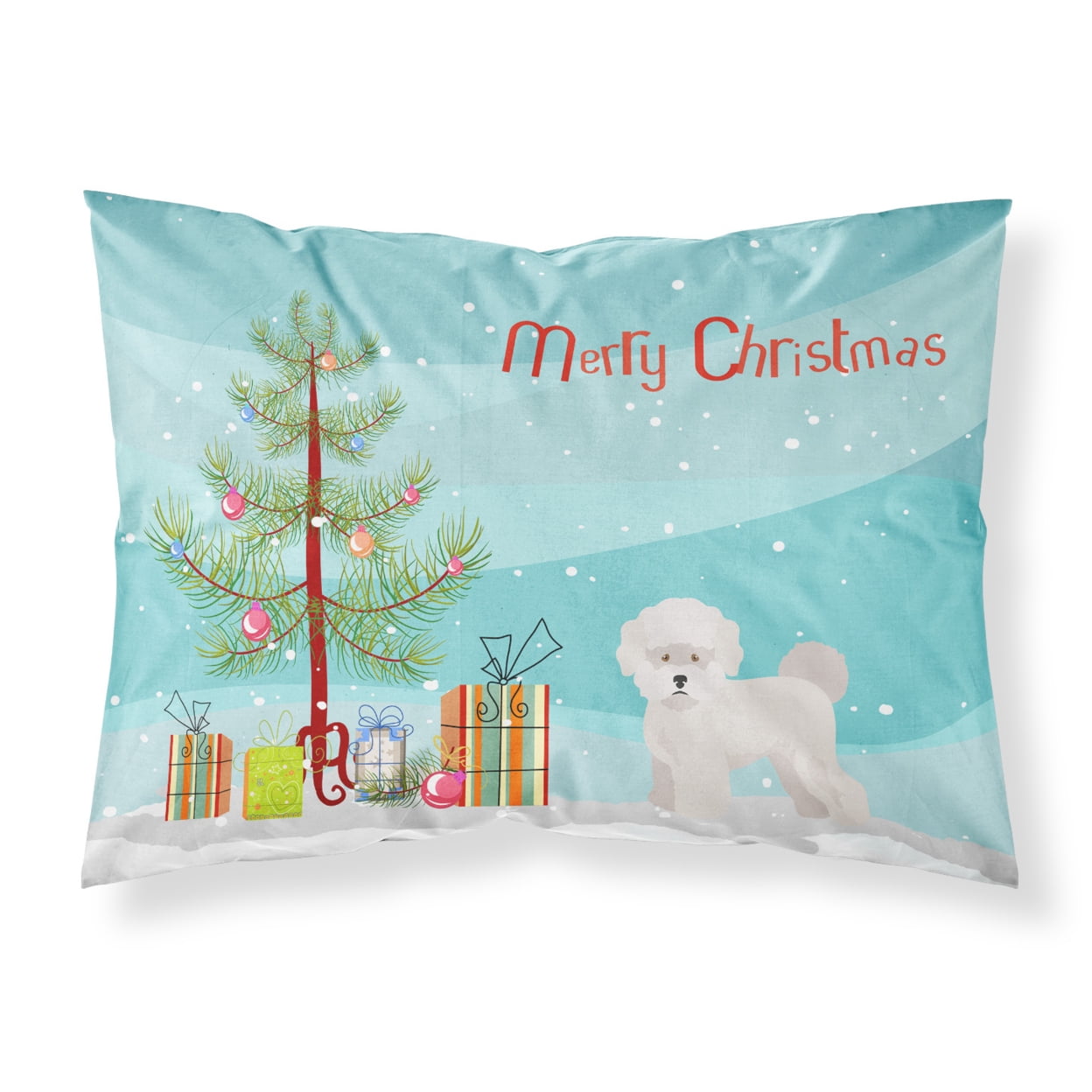 Bichon Fris Christmas Tree Fabric Standard Pillowcase