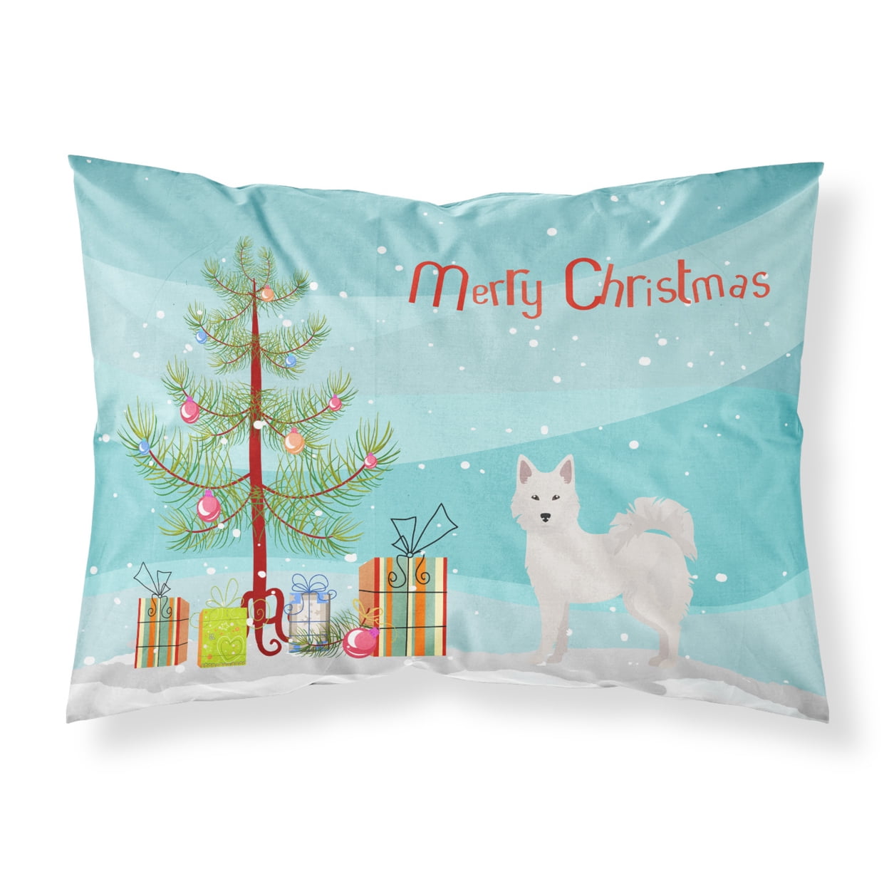 CK3450PILLOWCASE Danish Spitz Christmas Tree Fabric Standard Pillowcase
