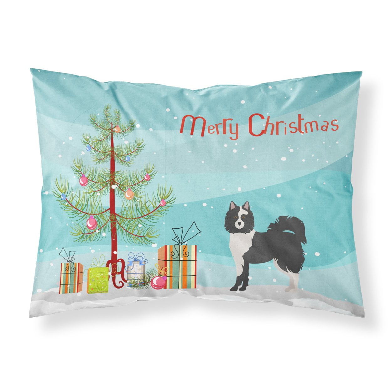Black & White Elo Dog Christmas Tree Fabric Standard Pillowcase