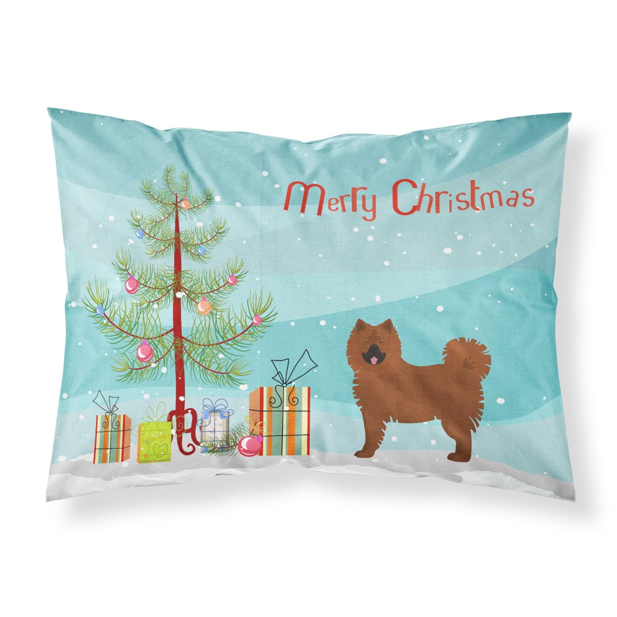 Eurasier or Eurasian Dog Christmas Tree Fabric Standard Pillowcase