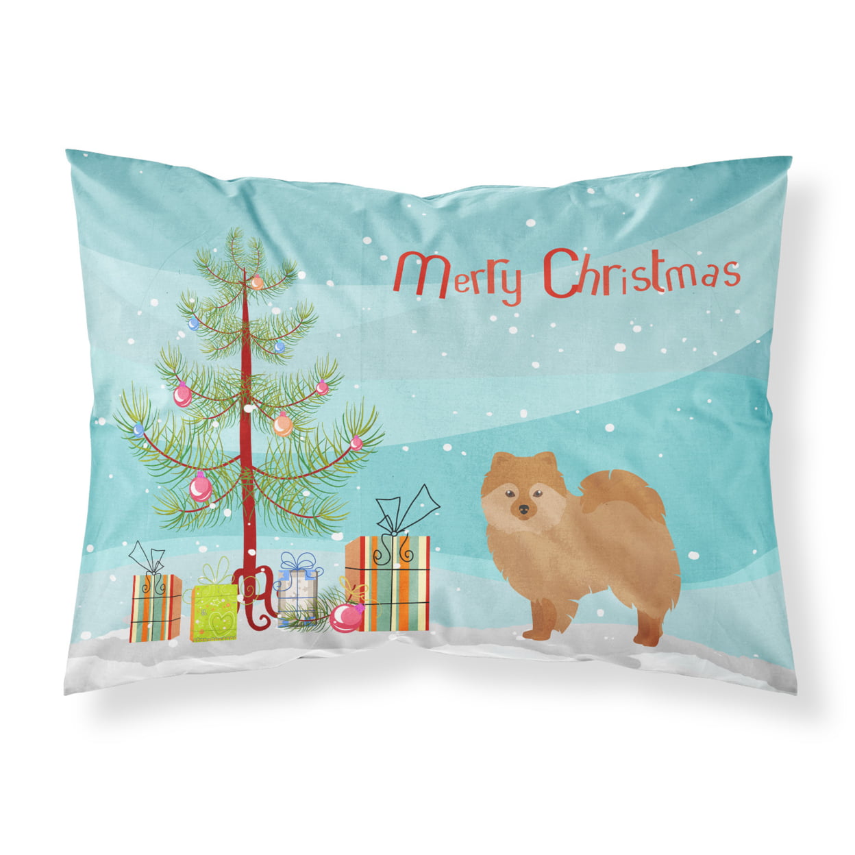 CK3456PILLOWCASE German Spitz Christmas Tree Fabric Standard Pillowcase