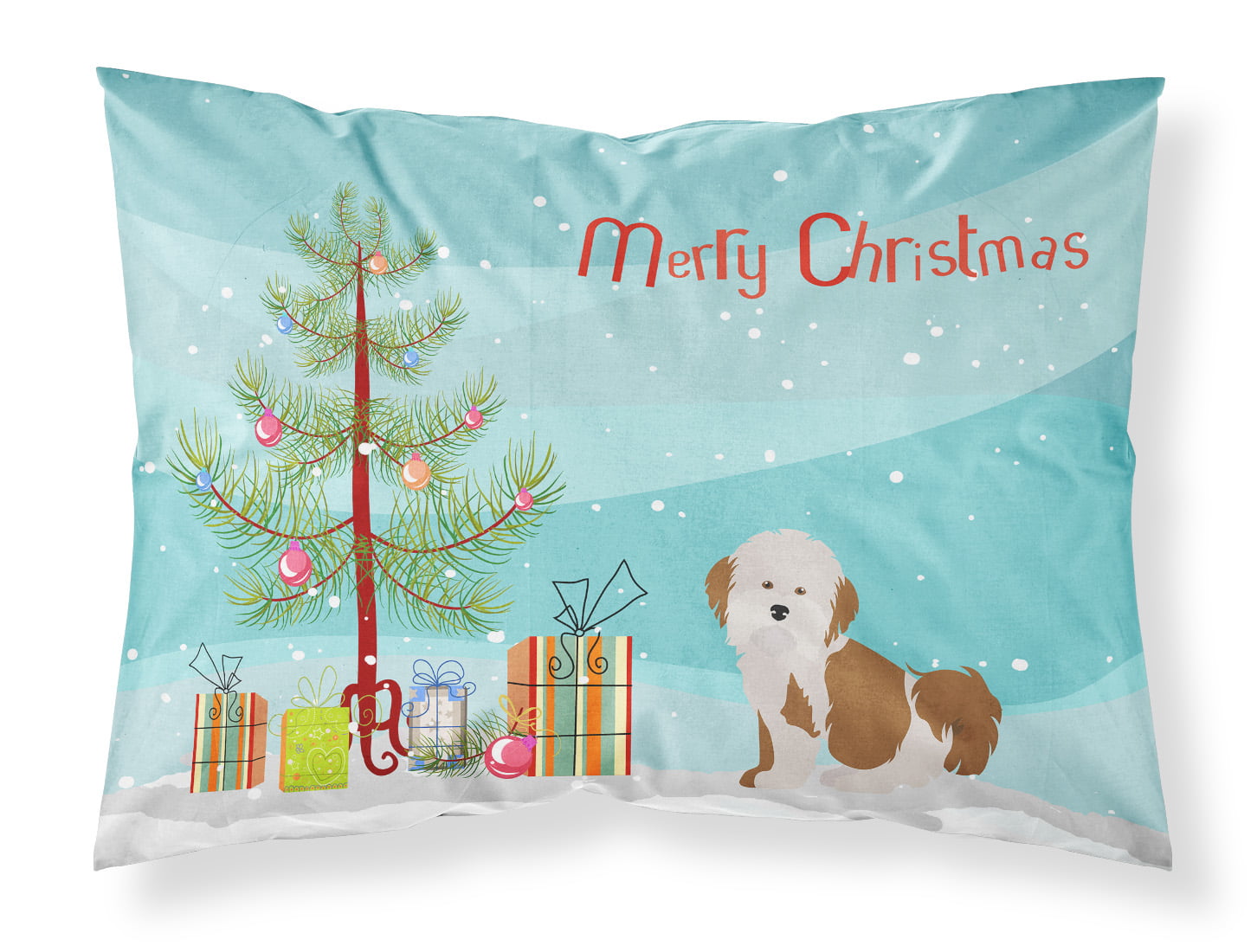 Havanese Christmas Tree Fabric Standard Pillowcase