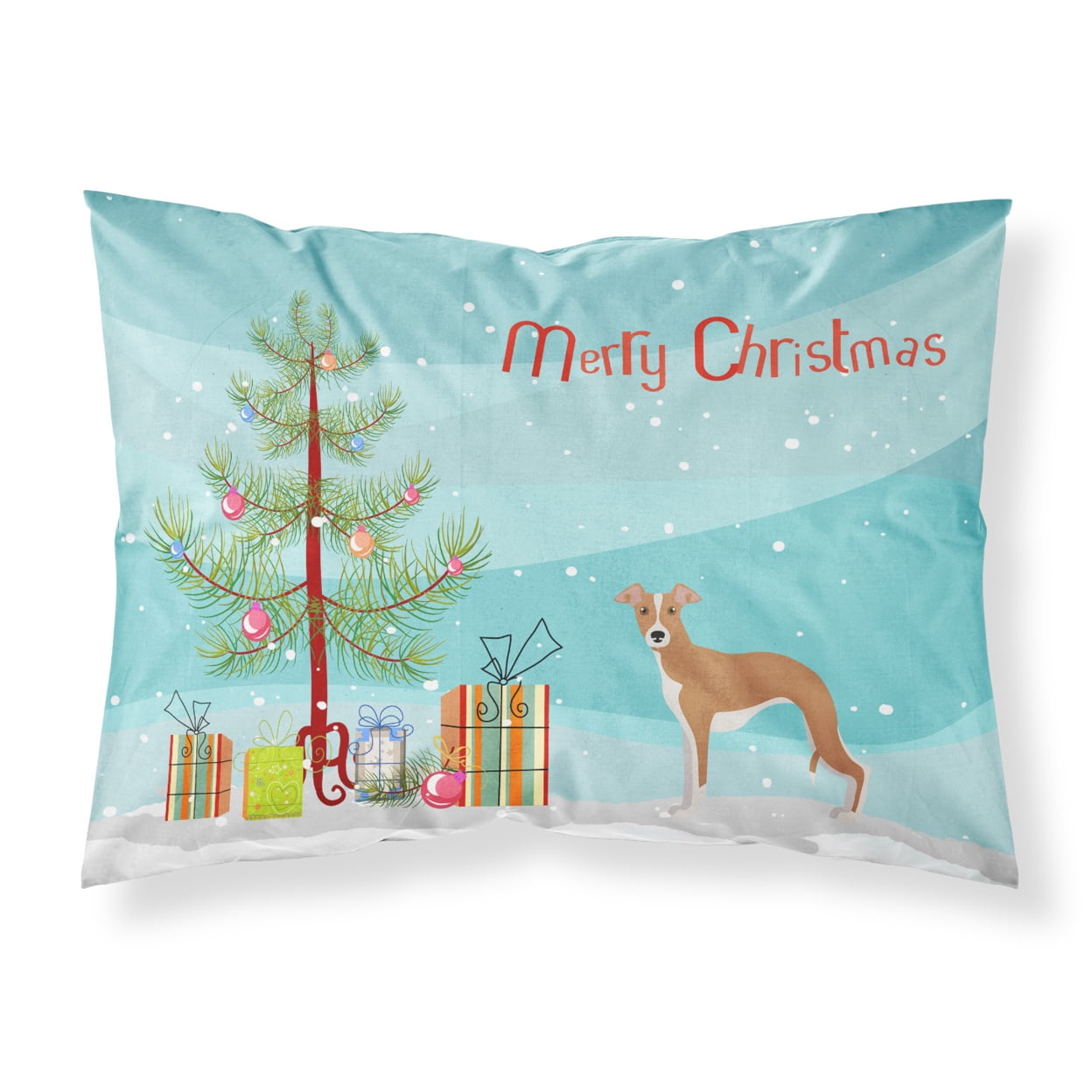 Italian Greyhound Christmas Tree Fabric Standard Pillowcase
