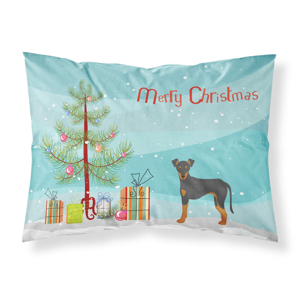 Manchester Terrier Christmas Tree Fabric Standard Pillowcase
