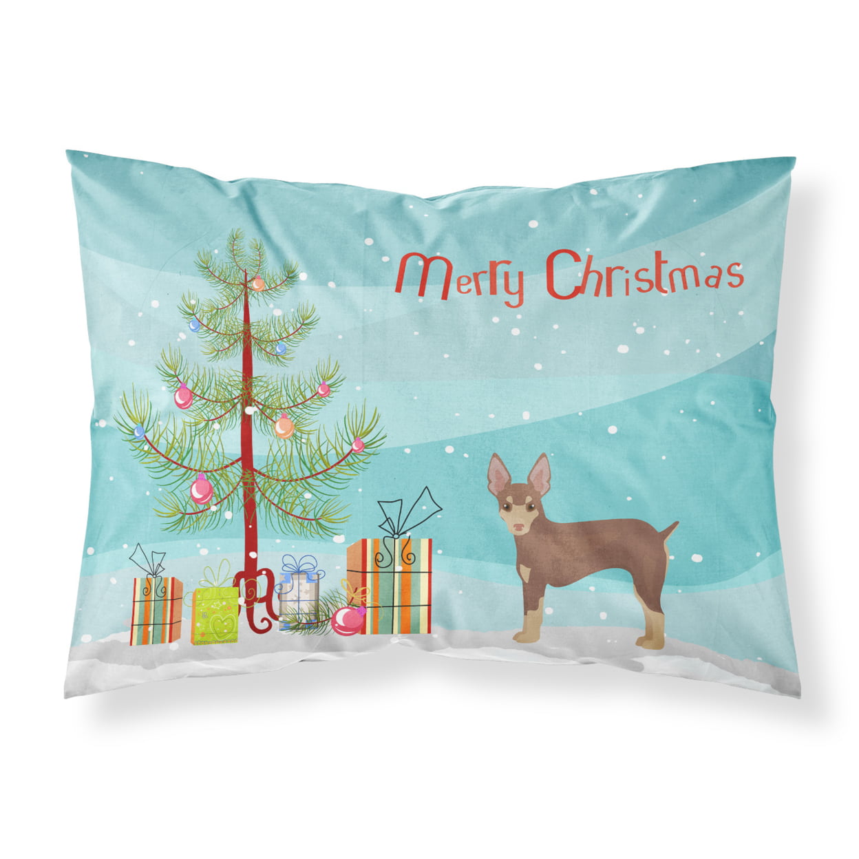 Miniature Fox Terrier Christmas Tree Fabric Standard Pillowcase