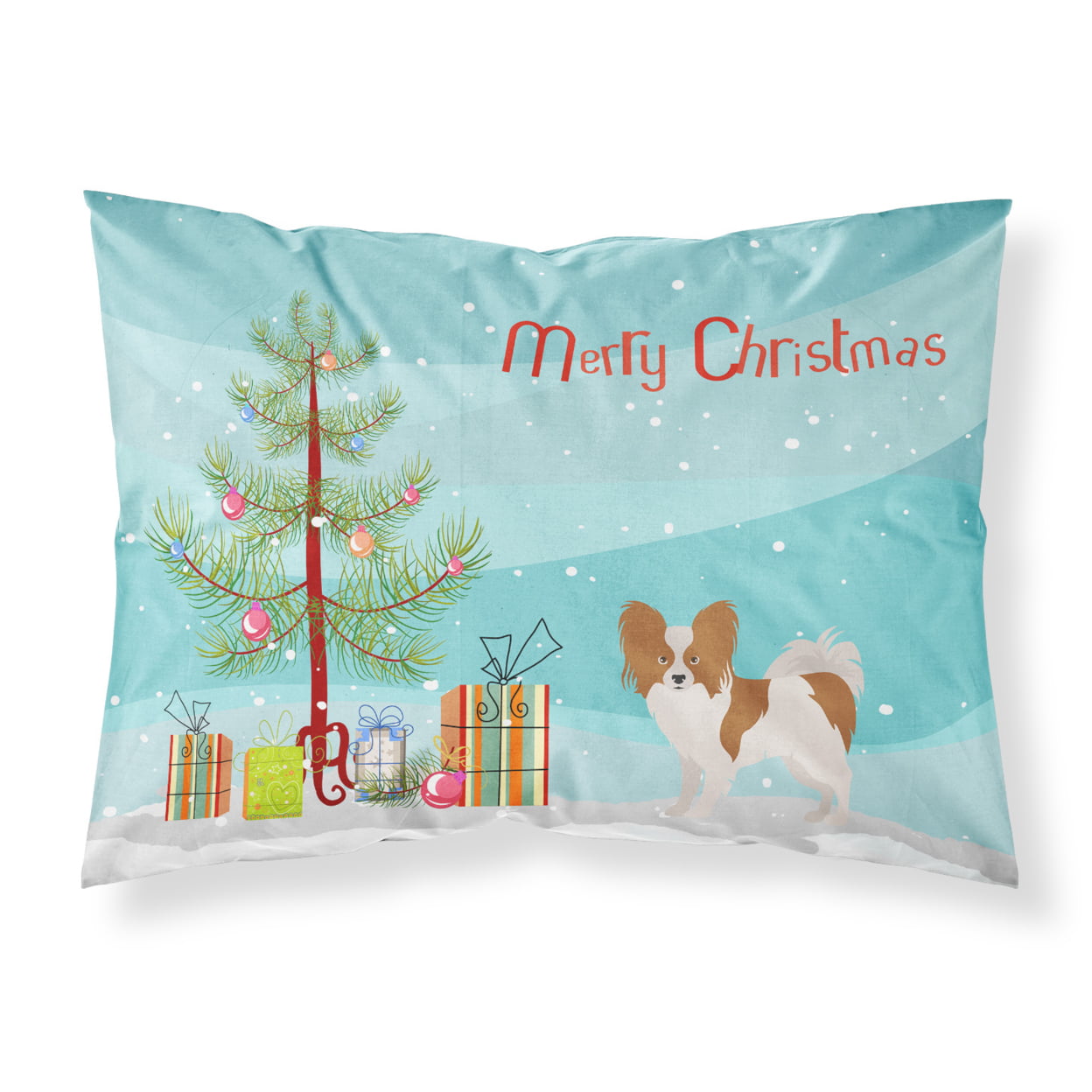 Papillon Christmas Tree Fabric Standard Pillowcase