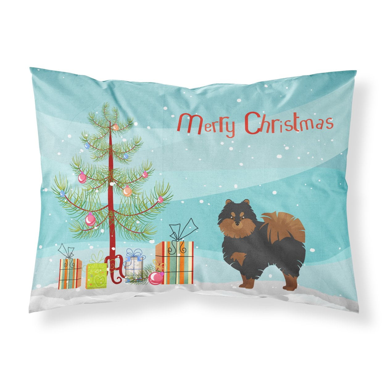 Pomeranian Christmas Tree Fabric Standard Pillowcase