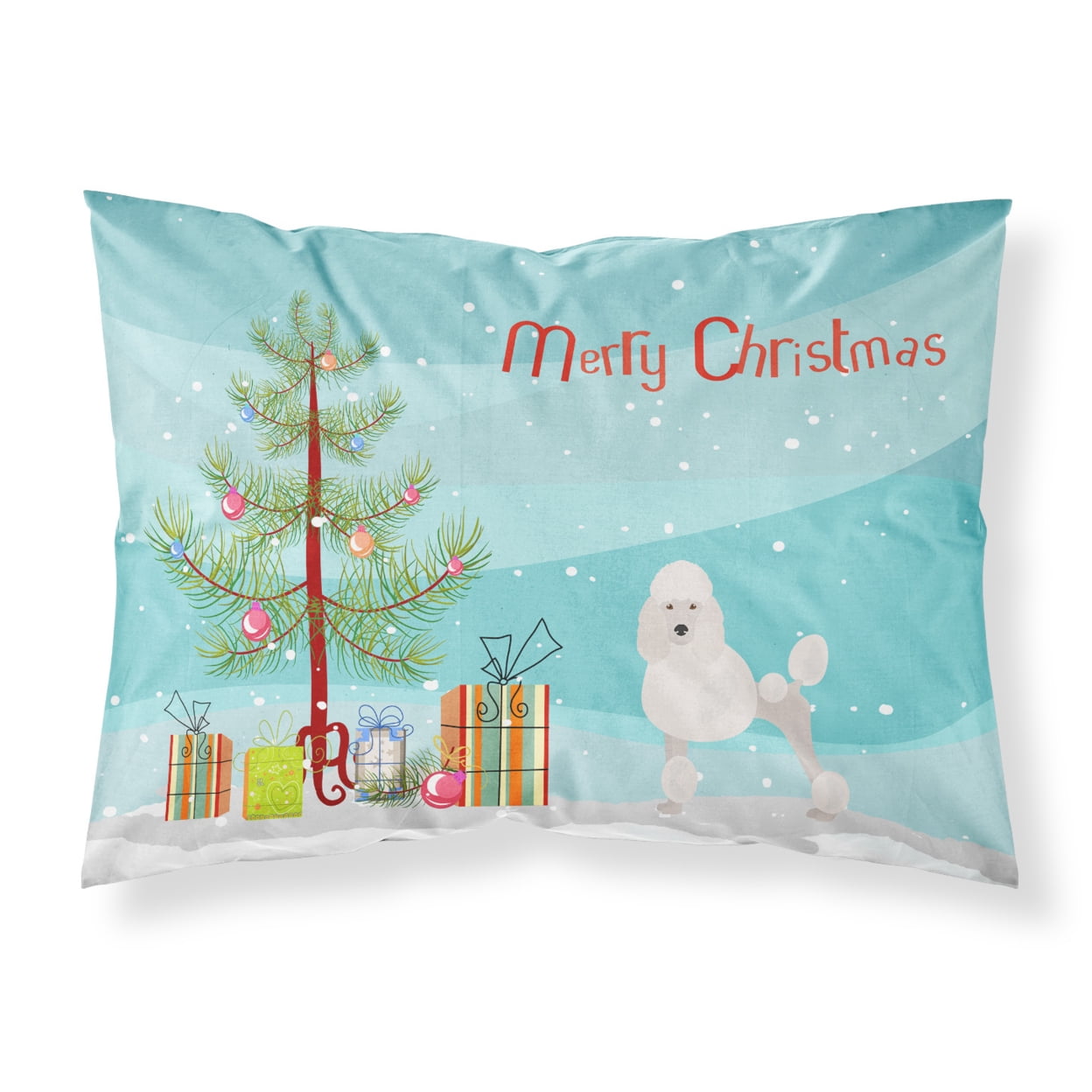 Miniature Poodle Christmas Tree Fabric Standard Pillowcase