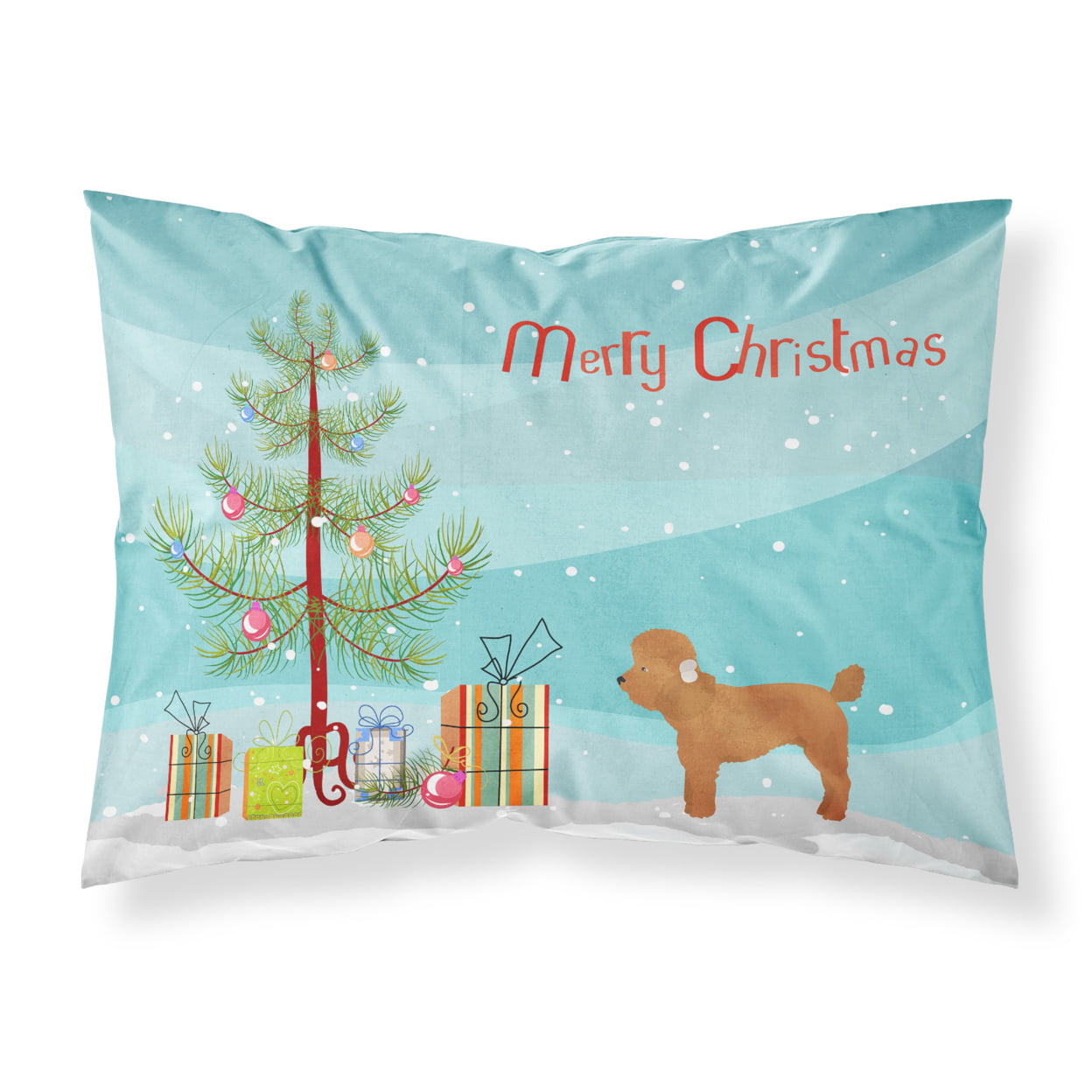 Toy Poodle Christmas Tree Fabric Standard Pillowcase