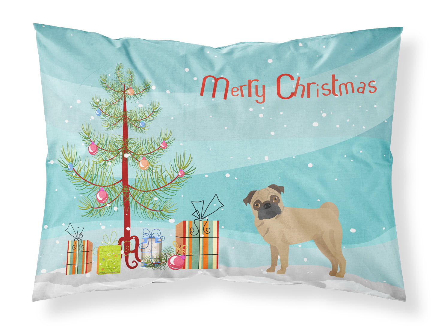 Pug Christmas Tree Fabric Standard Pillowcase