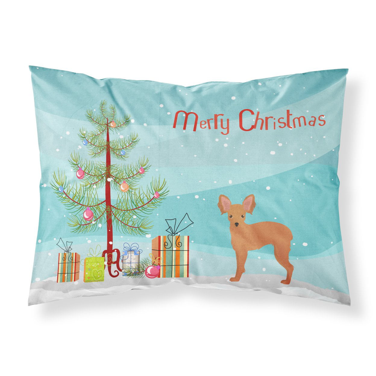 Russkiy Toy or Russian Toy Terrier Christmas Tree Fabric Standard Pillowcase