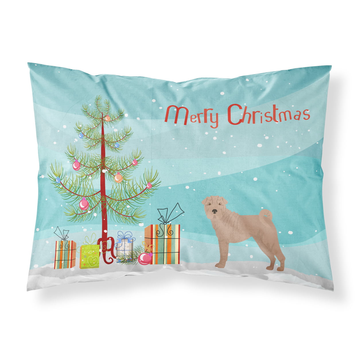 Shar Pei Christmas Tree Fabric Standard Pillowcase