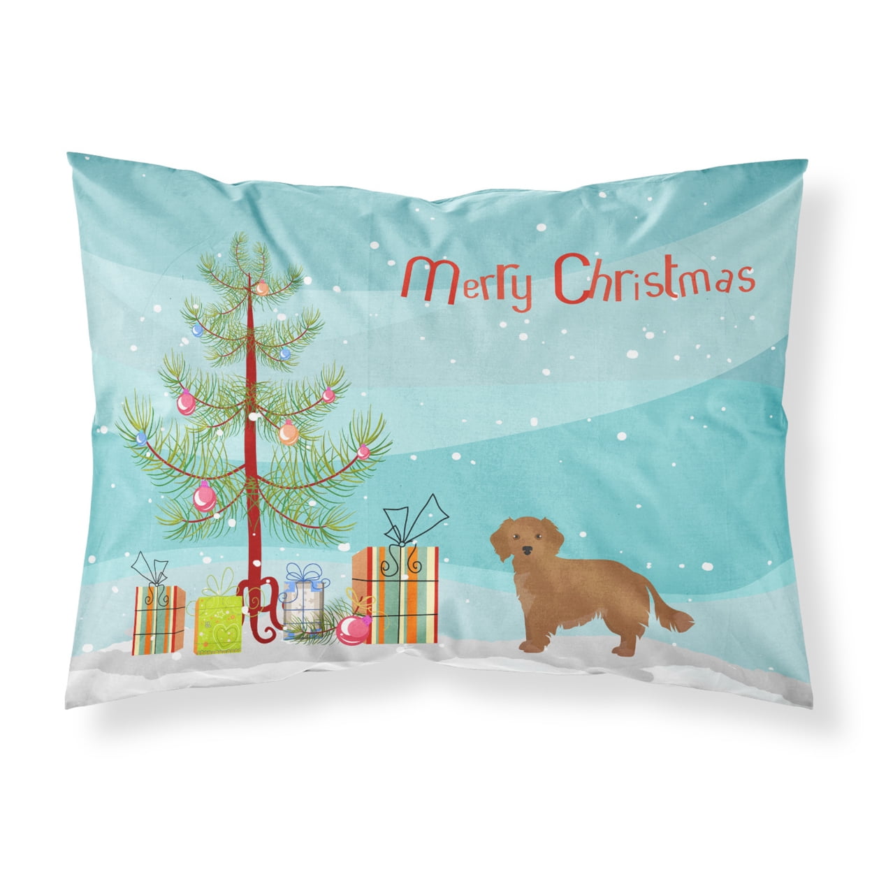 Small Greek Domestic Dog Kokoni Christmas Tree Fabric Standard Pillowcase