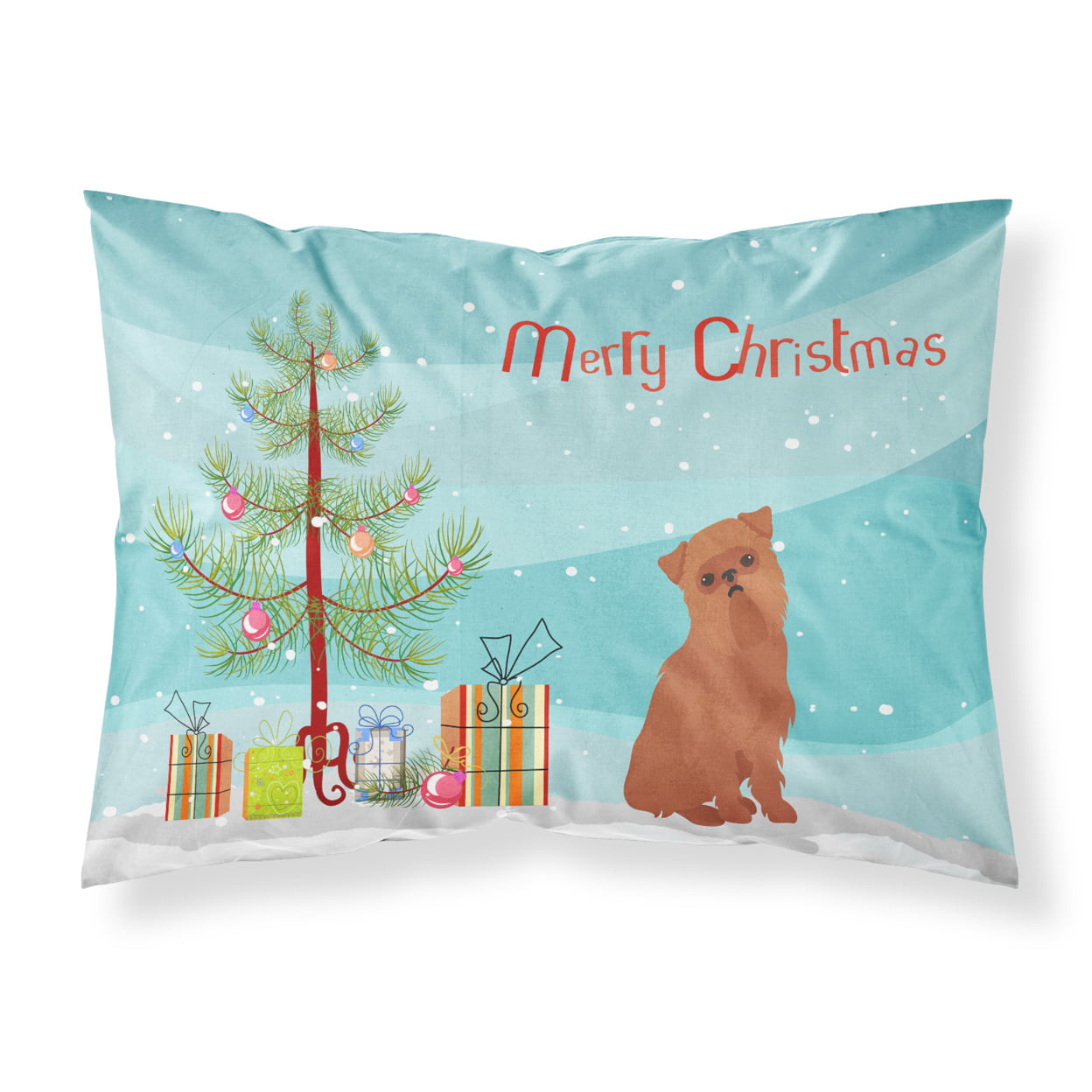 CK3494PILLOWCASE Brussels Griffon Christmas Tree Fabric Standard Pillowcase