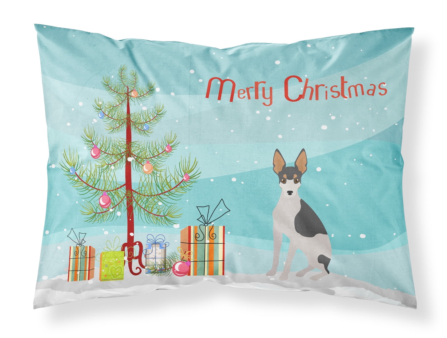 Miniature Fox Terrier No.2 Christmas Tree Fabric Standard Pillowcase