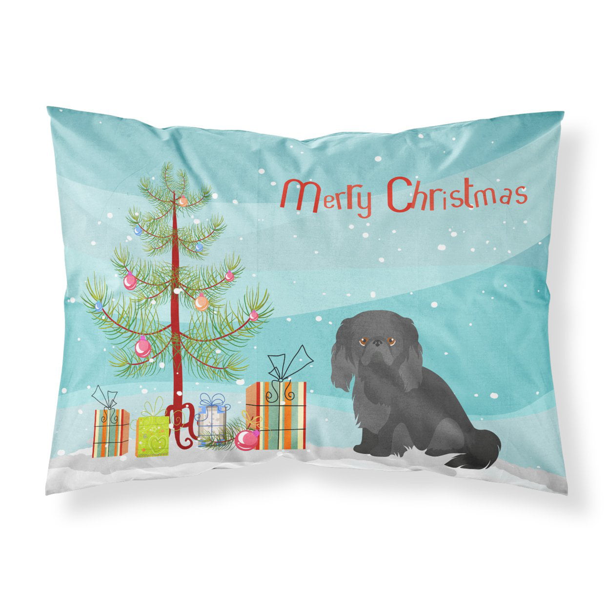 Pekingese Christmas Tree Fabric Standard Pillowcase