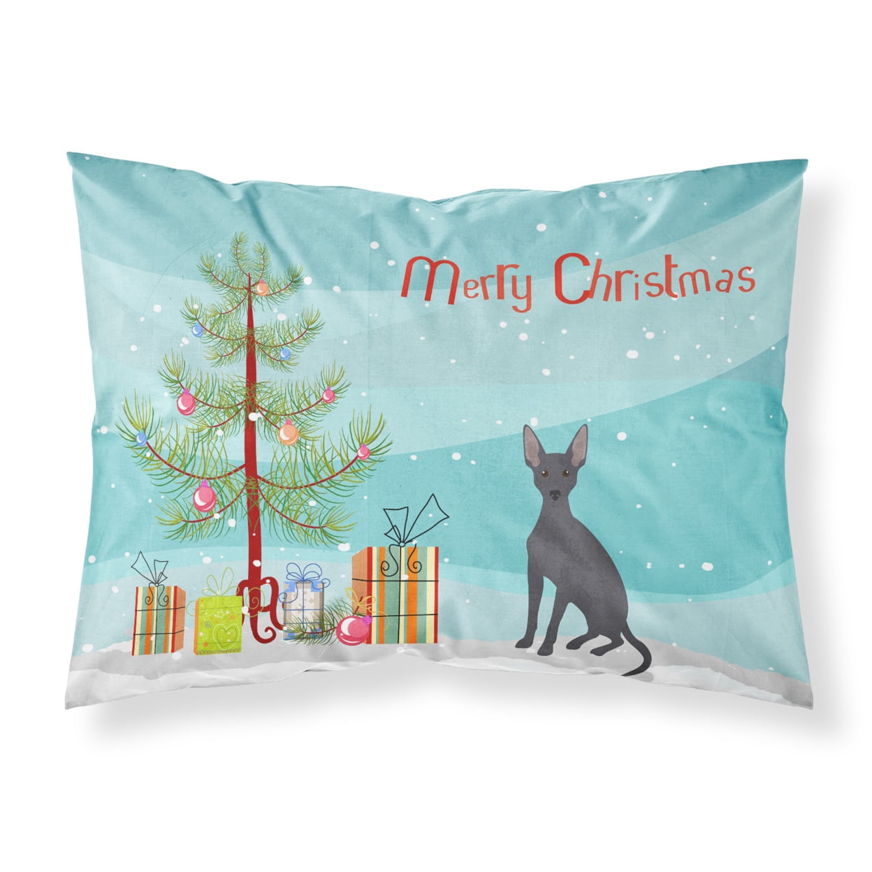 Peruvian Hairless Dog Christmas Tree Fabric Standard Pillowcase