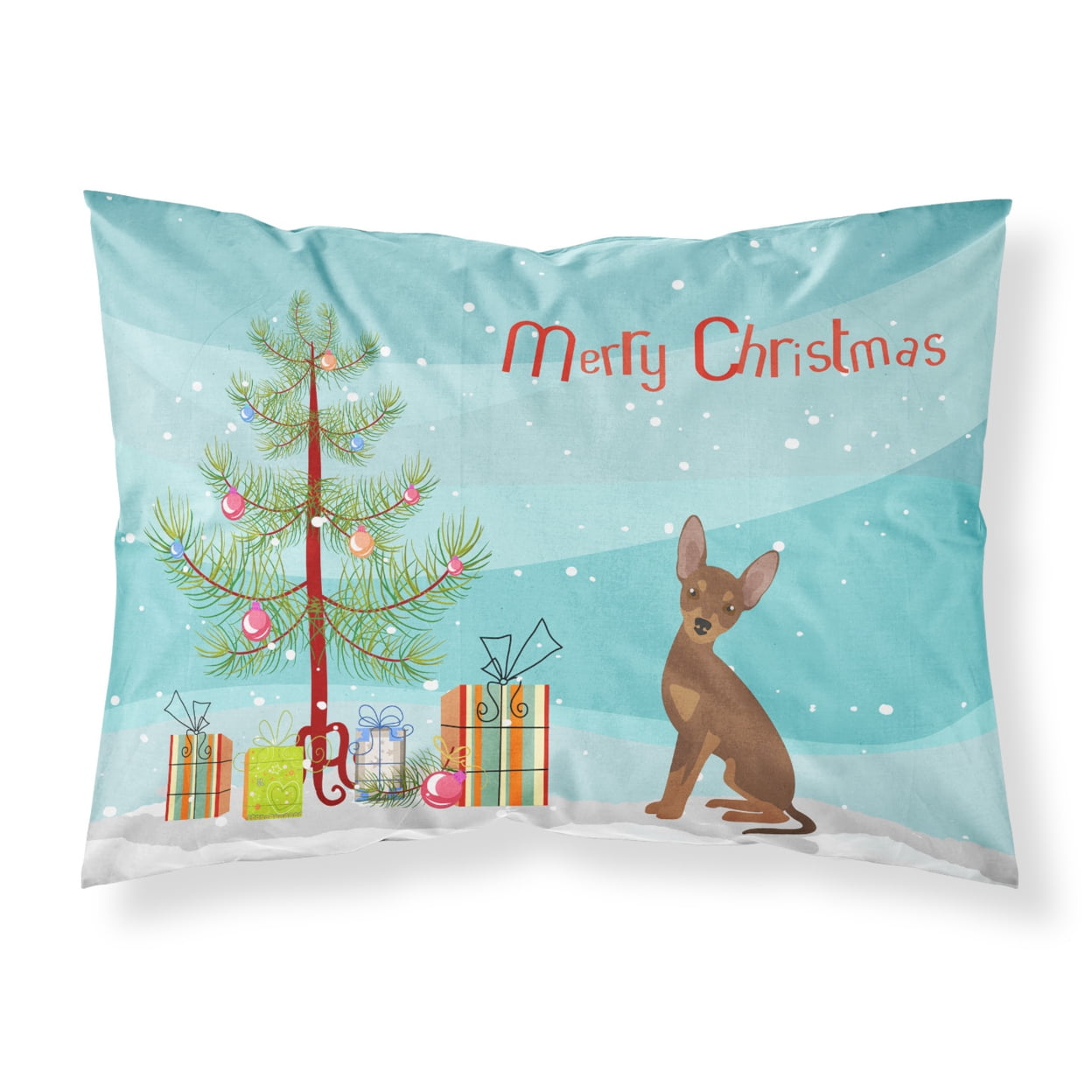 Brown Prague Ratter Christmas Tree Fabric Standard Pillowcase