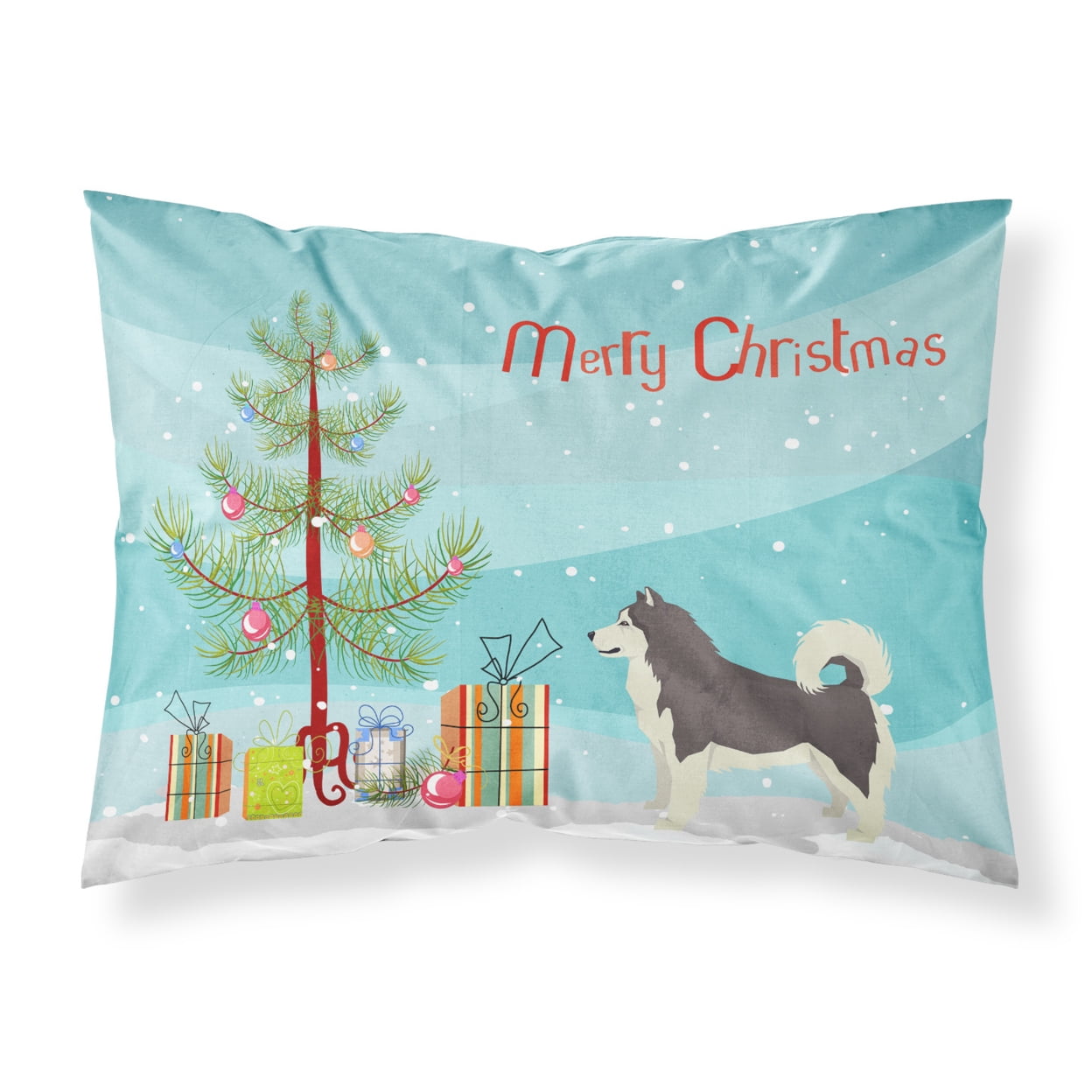 Alaskan Malamute Christmas Tree Fabric Standard Pillowcase