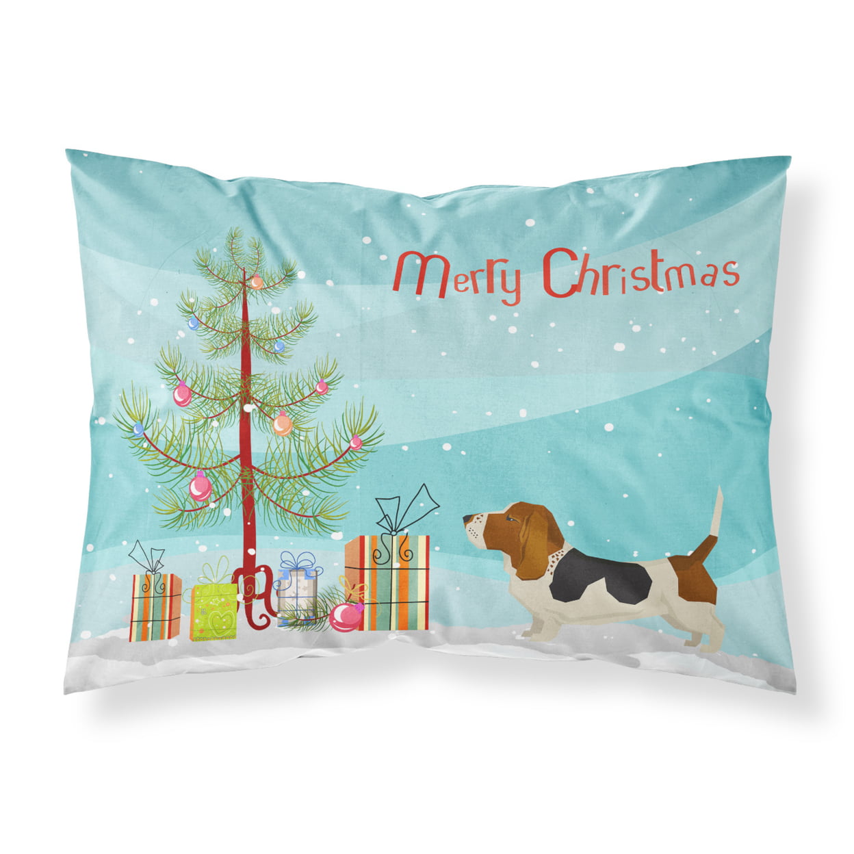 Basset Hound Christmas Tree Fabric Standard Pillowcase