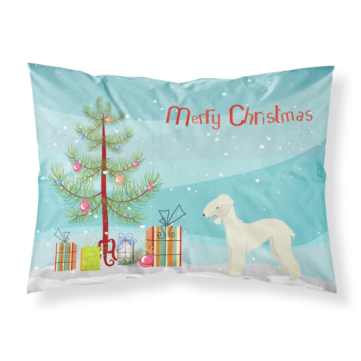 Bedlington Terrier Christmas Tree Fabric Standard Pillowcase