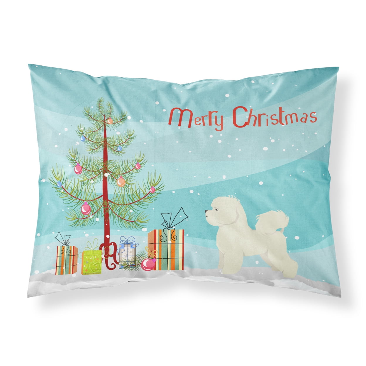 Bichon Frise Christmas Tree Fabric Standard Pillowcase