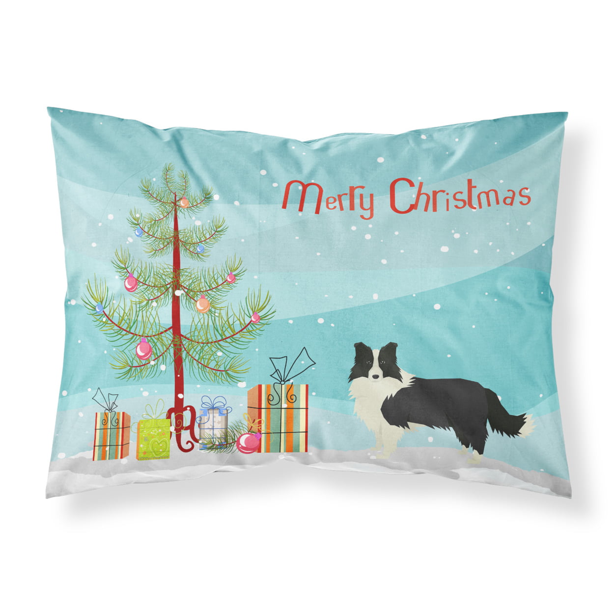 Border Collie Christmas Tree Fabric Standard Pillowcase