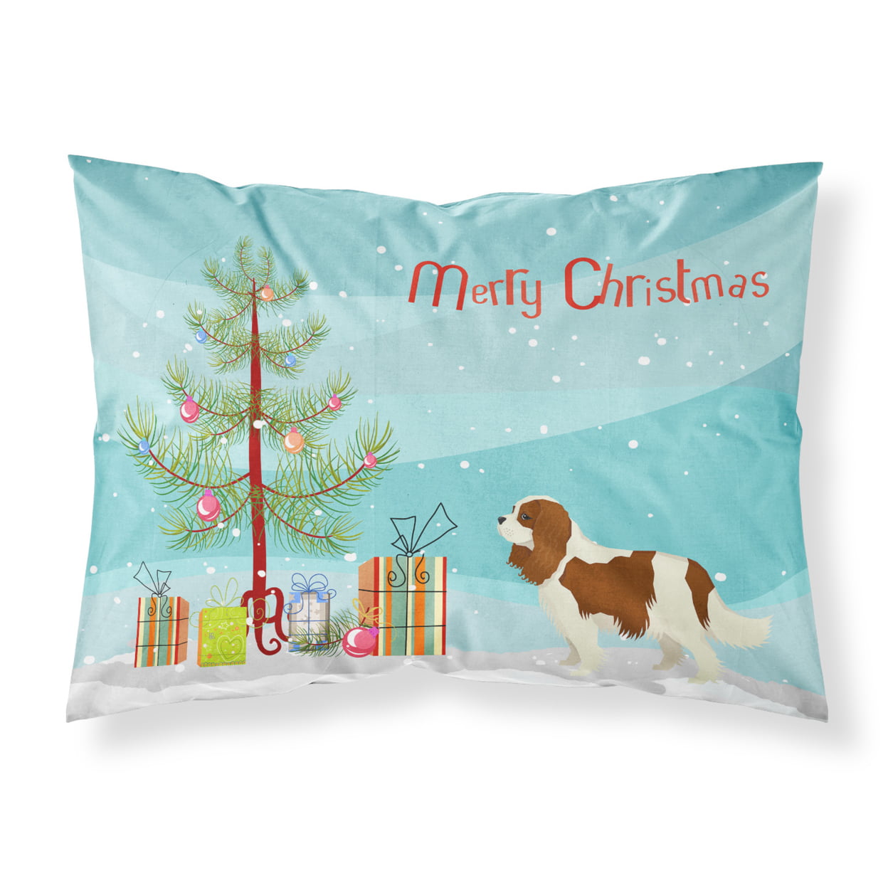 CK3529PILLOWCASE Cavalier Spaniel Christmas Tree Fabric Standard Pillowcase