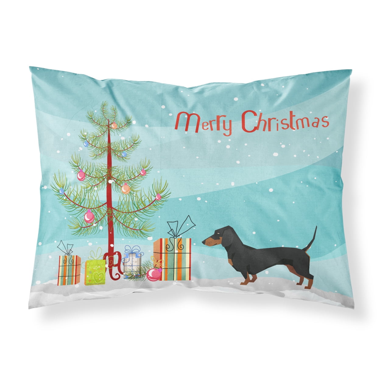 Dachshund Christmas Tree Fabric Standard Pillowcase